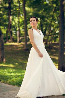 Abito da Sposa Semplice Naturale A Terra A-Line con Fiore