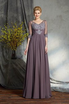 Abito Mamma Sposa Senza Maniche V-Scollo in Chiffon A Terra A-Line