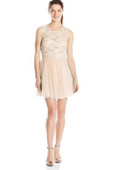 Abito da Damigella Cerniera Cuore A-Line con Paillette in Chiffon