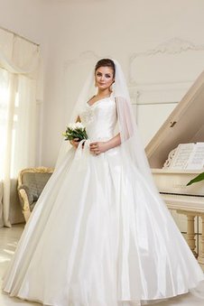 Abito da Sposa con Applique Ball Gown in Raso Cappellino Taglia Forte