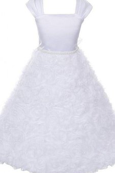 Abito da Cerimonia Bambini Alla Caviglia A-Line con Fiocco Ball Gown Naturale