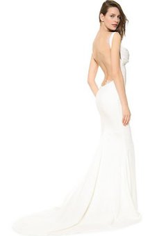 Abito da Sposa Sexy in Chiffon Senza Maniche con Increspato Lungo