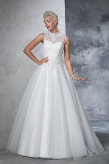 Abito da Sposa Lunghi Alta Vita Senza Maniche con Applique Lupetto