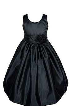 Abito da Cerimonia Bambini con Fiore Senza Maniche in Taffeta con Increspature