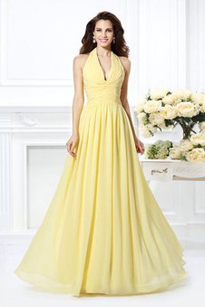 Abito da Damigella in Chiffon Naturale con Piega Principessa Anello