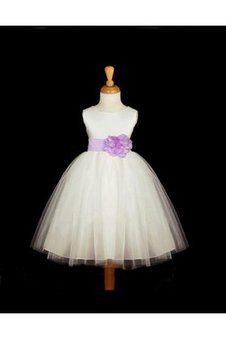 Abito da Cerimonia Bambini con Fiore decorato Tondo Alta Vita Ball Gown