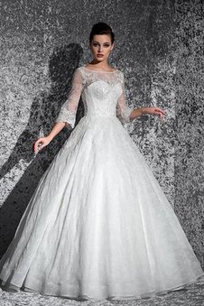 Abito da Sposa Coda A Strascico Corto con Applique Lunghi Vintage Ball Gown