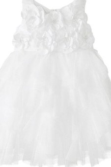 Abito da Cerimonia Bambini con Fiore con Fiocco A-Line Senza Maniche in Tulle