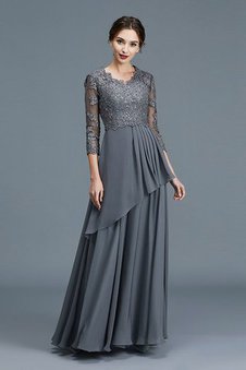 Abito Mamma Sposa Principessa V-Scollo con Increspature in Chiffon A Terra