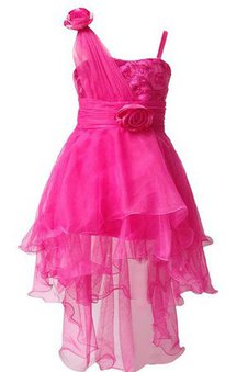 Abito da Cerimonia Bambini con Fiocco A-Line in Tulle Senza Maniche con Applique