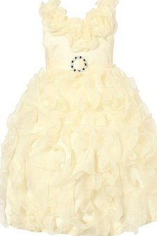 Abito da Cerimonia Bambini Ball Gown A Terra Naturale con Cristino con Perline