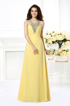 Abito da Ballo Lungo Principessa A-Line in Chiffon con Perline