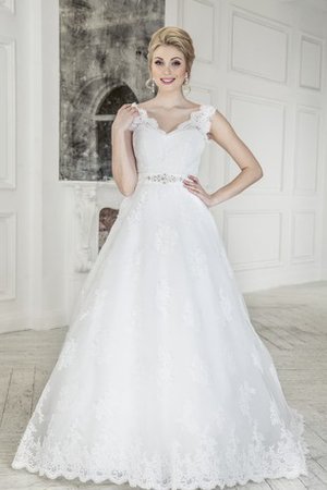 Abito da Sposa A Terra Coda A Strascico Corto A-Line con Fiocco con Applique