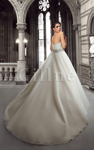 Abito da Sposa A Terra Ball Gown Naturale Senza Strap in Organza