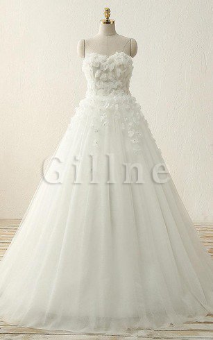 Abito da Sposa Ball Gown in Pizzo Cuore con Fiore con Perline