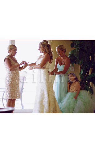 Abito da Cerimonia Bambini con Piega con Fiore Naturale Ball Gown con Increspature