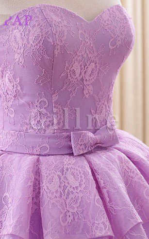 Abito Quinceanera A-Line in Pizzo Lunghi in Tulle in Raso